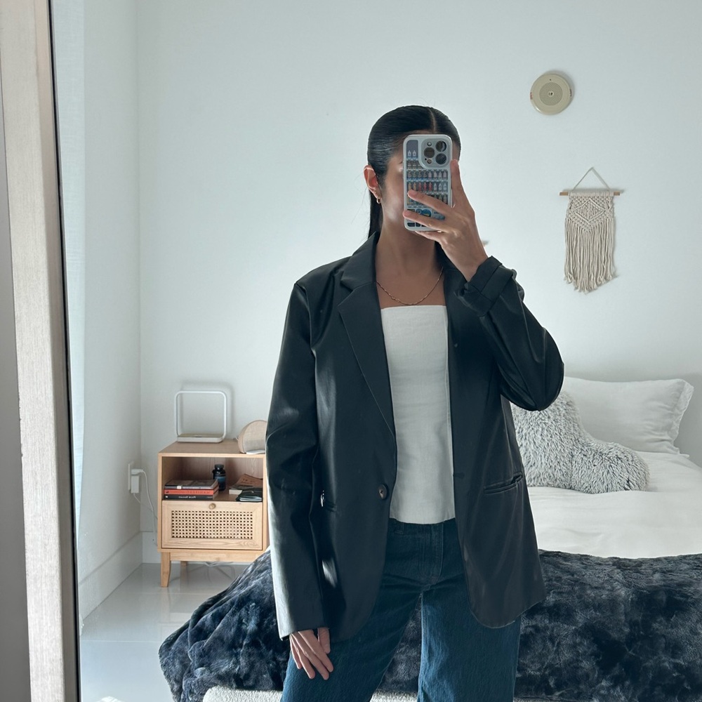 Black Women's vegan Leather jacket